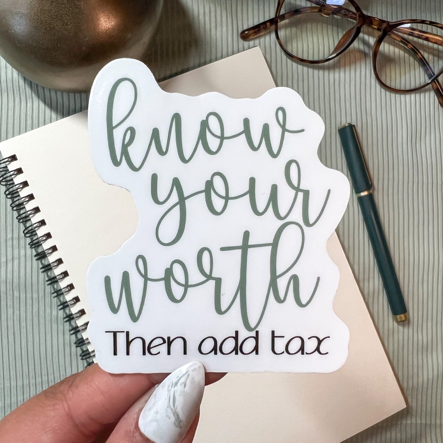 Know Your Worth Then Add Tax Sticker