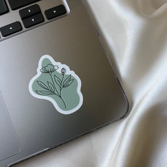 Minimalist Green Flower Sticker